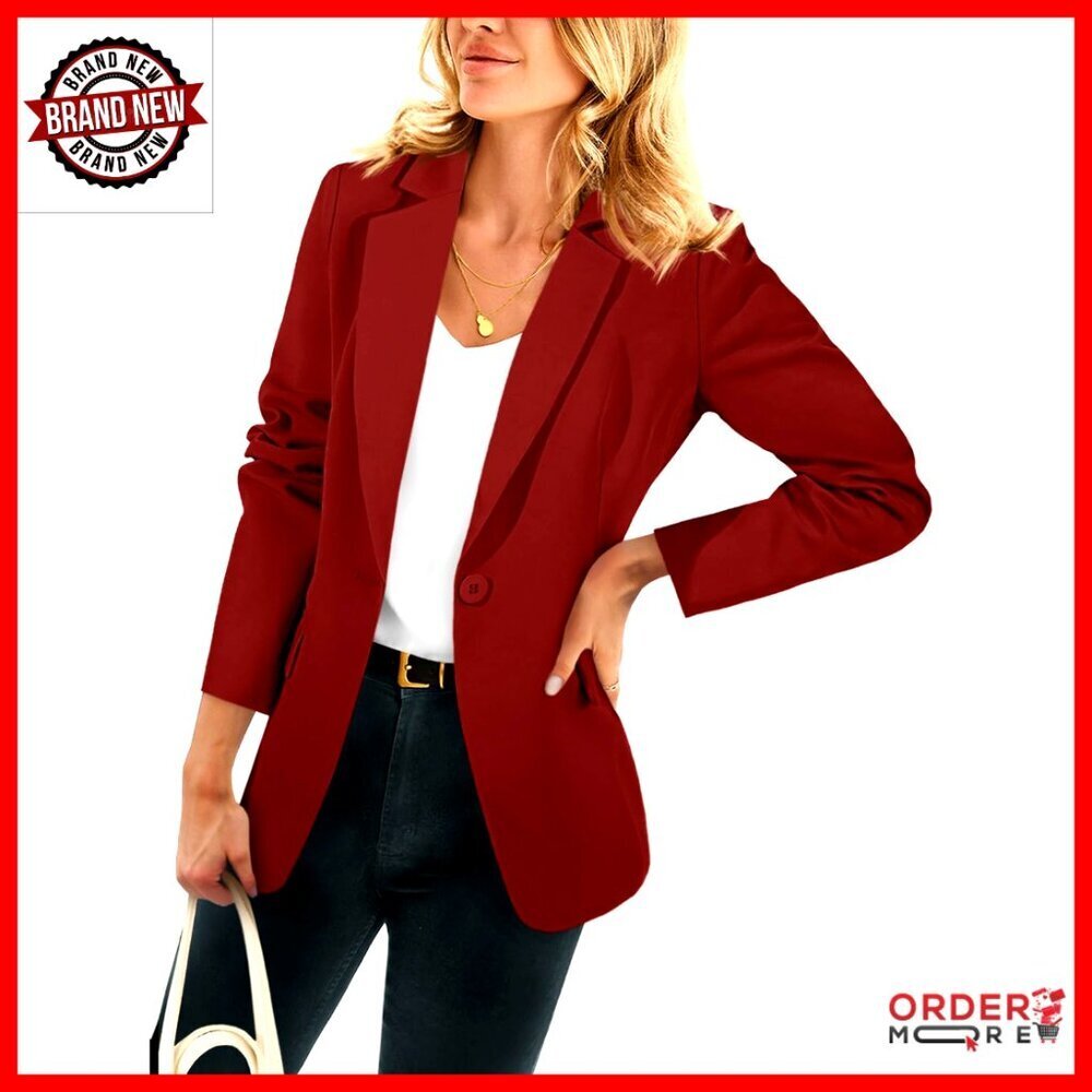 Recycled Slim Fit Blazer Open Front Long Sleeve Work Office Jacket
